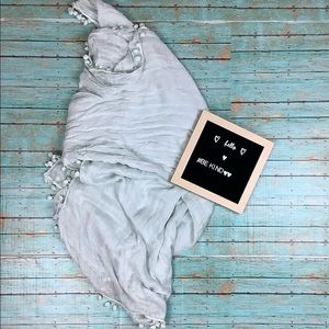 Mint green large Pom Pom scarf